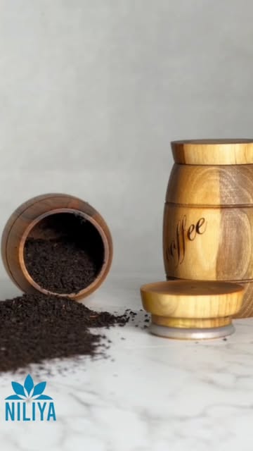 بانکه قهوه بزرگ چوب گردو (مناسب قهوه، چای، ادویه جات)