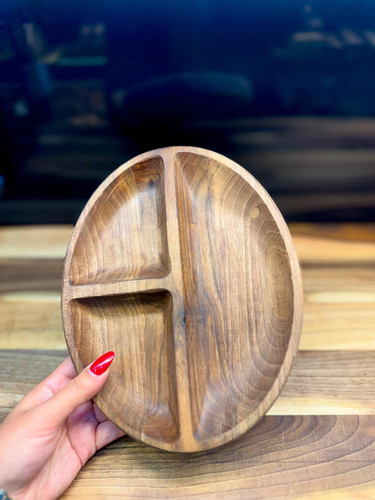 ظرف اردورخوری بیضی 3خانه نیلیا چوب گردو